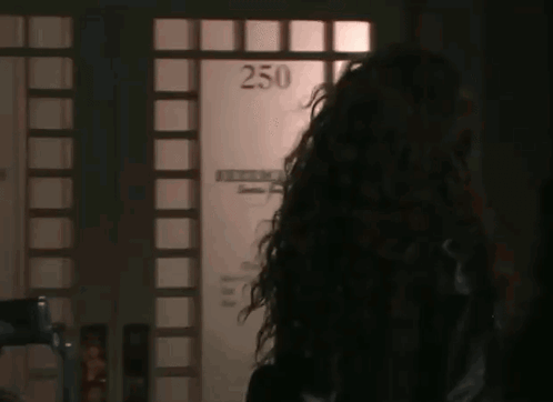 Woman with Long Curly Hair in Front of Door Saying 250
