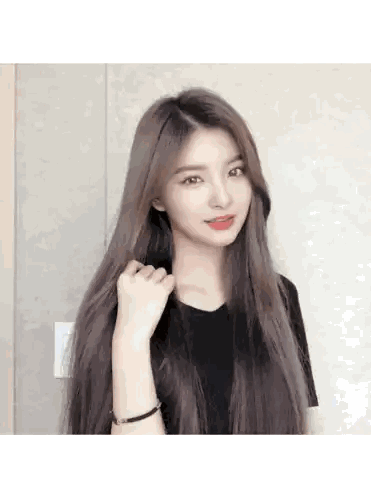 Woman with Long Hair and Black Shirt