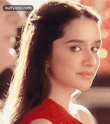 Woman With Long Hair And Red Dress GIF