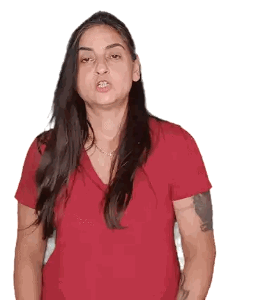 Woman with Long Hair and Red Shirt Tattoo