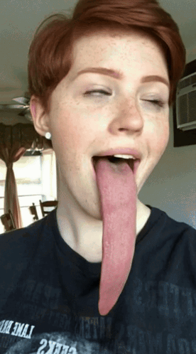 Woman with Long Tongue Wearing Twenty Eight T-Shirt