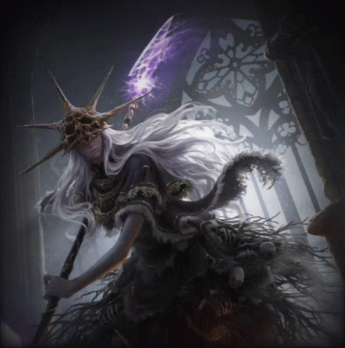 Woman With Long White Hair And Sword GIF