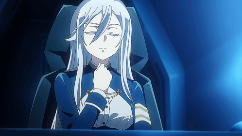 Woman With Long White Hair Sitting With Eyes Closed GIF