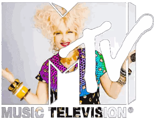 Woman with MTV Logo on Head