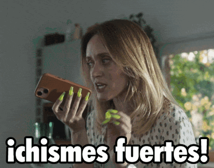Woman With Neon Green Nails Holding Phone Saying Ichismes Fuertes