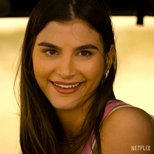 Woman With Netflix Logo on Shoulder Close Up