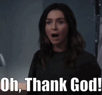 Woman With Open Mouth Saying Oh Thank God GIF