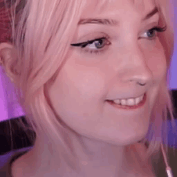 Woman with Pink Hair and Blue Eyes
