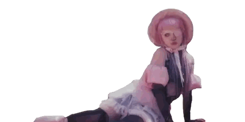 Woman with Pink Hair and Straw Hat