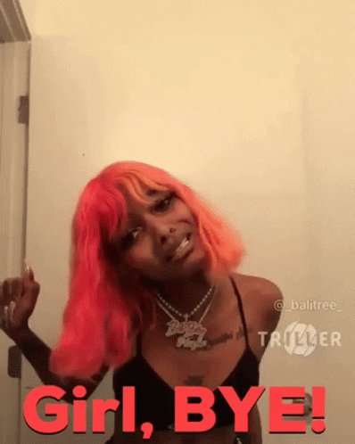 Woman With Pink Hair Girl Bye