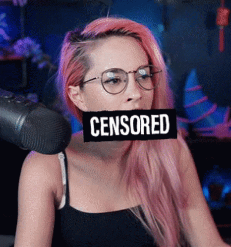 Woman With Pink Hair Glasses Censor Sign GIF