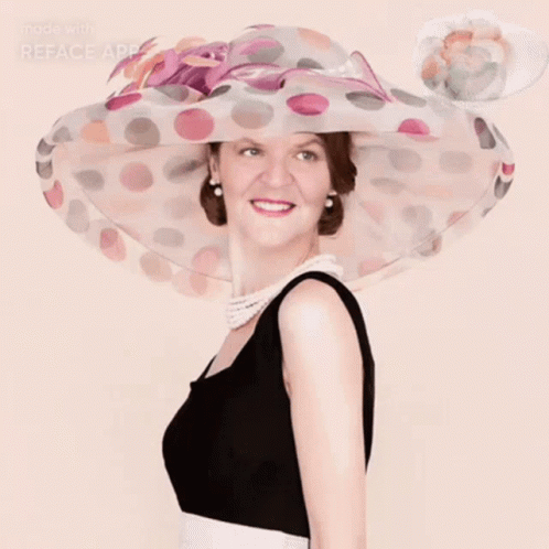 Woman with Polka Dot Hat and Pearls Reface