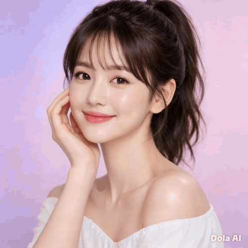 Woman With Ponytail in White Off-Shoulder Top Dola Ai