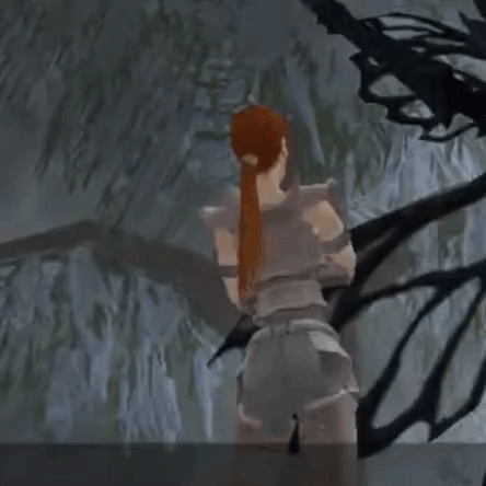 Woman With Ponytail Standing in Front of Tree in Video Game