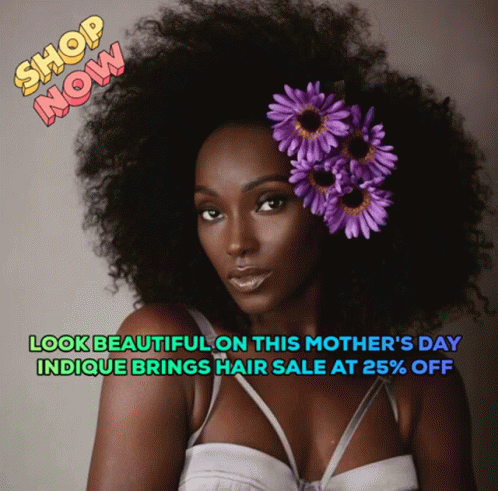 Woman with Purple Flowers in Hair Shop Now