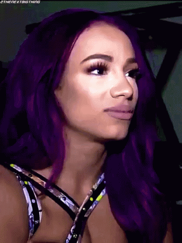 Woman with Purple Hair and Floral Tank Top