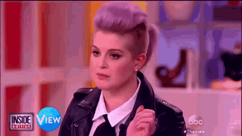Woman with Purple Hair and Leather Jacket