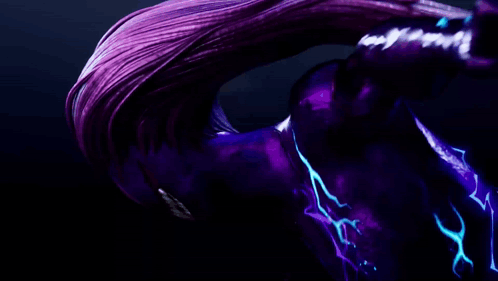 Woman With Purple Hair Glowing in Dark