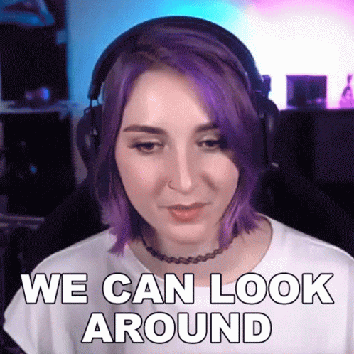 Woman with Purple Hair Wearing Headphones