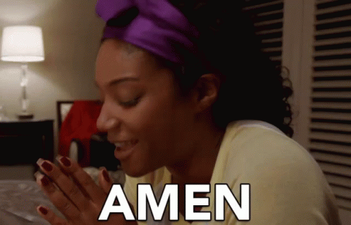 Woman With Purple Headband Praying Amen GIF