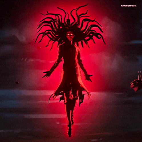Woman with Red Background and Maximoffgifs Text