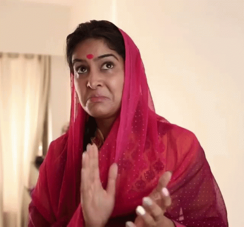 Woman With Red Bindi And Pink Veil GIF