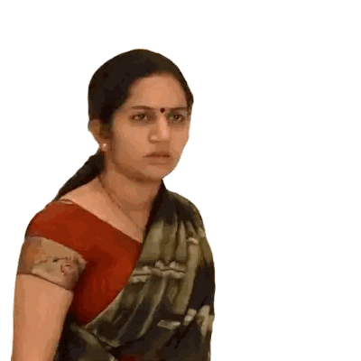 Woman with Red Dot on Forehead in Red Top