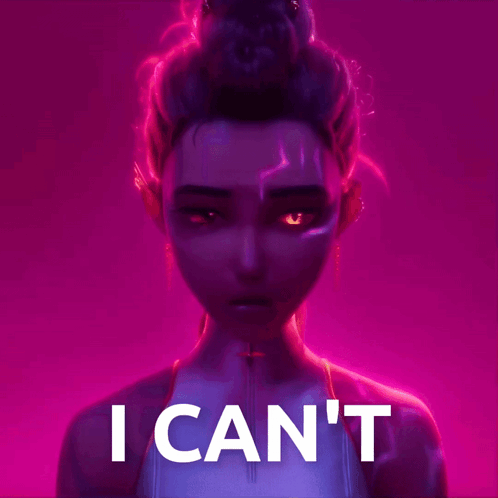Woman with Red Eyes Saying I Can't