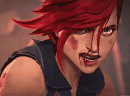 Woman with Red Hair and Forehead Tattoo