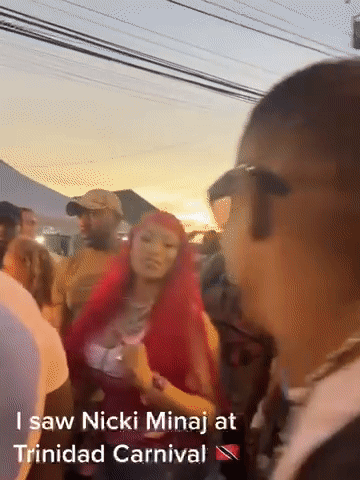 Woman With Red Hair Dancing in Crowd Saying I Saw Nicki Minaj at Trinidad Carnival