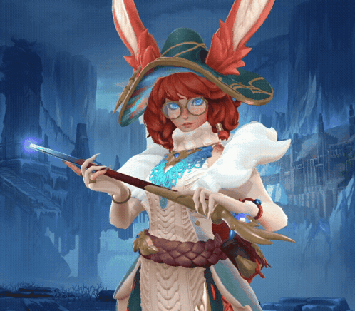 Woman With Red Hair Holding Magic Wand