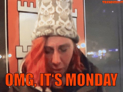 Woman with Red Hair Saying Omg Monday