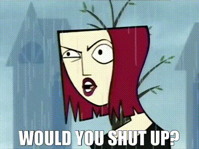 Woman with Red Hair Saying Would You Shut Up