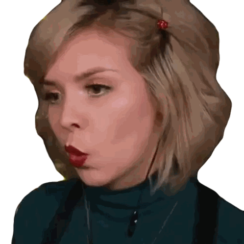 Woman With Red Lipstick and Cherry in Hair