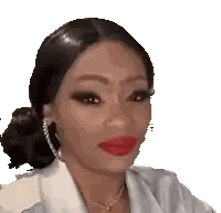 Woman with Red Lipstick and Earrings