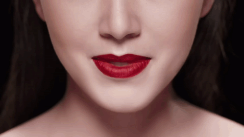 Woman With Red Lipstick Close Up