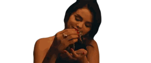 Woman with Red Nails in Black Top