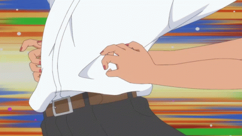 Woman With Red Nails Pulling Man's Shirt GIF