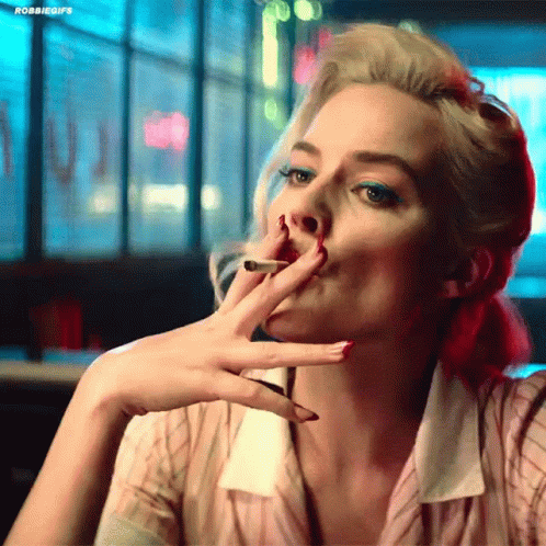 Woman With Red Nails Smoking Cigarette GIF