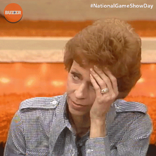 Woman With Ring Holding Hand To Forehead In Buzzr Ad GIF