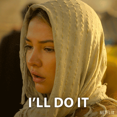 Woman With Scarf Saying I'll Do It GIF