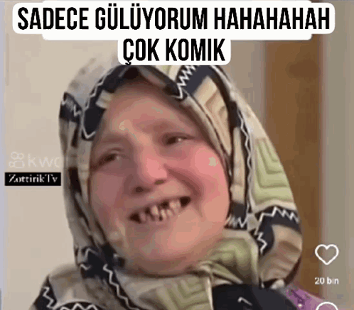 Woman with Scarf Smiling Sadece Gülüyorum Çok Komik