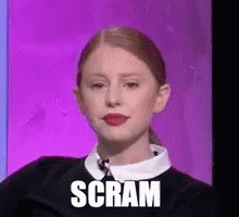 Woman With Scram On Face, Purple Background