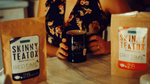 Woman With Skinny Teatox Bags GIF