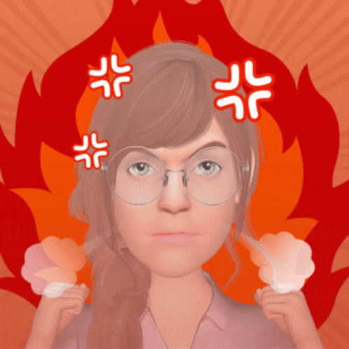 Woman with Steam Coming Out of Ears