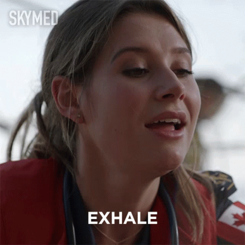 Woman With Stethoscope Saying Exhale GIF