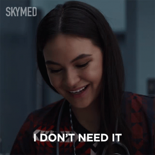 Woman With Stethoscope Smiling Says I Don't Need It