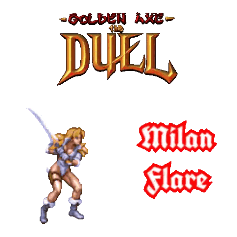 Woman With Sword in Front of Golden Axe Logo