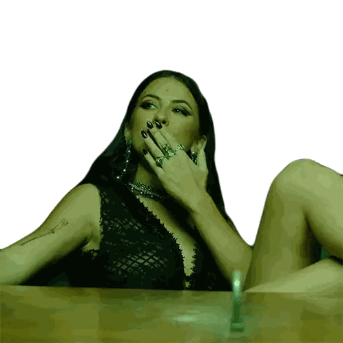 Woman with Tattoo Covering Mouth