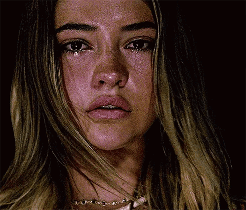 Woman With Tear Running Down Face